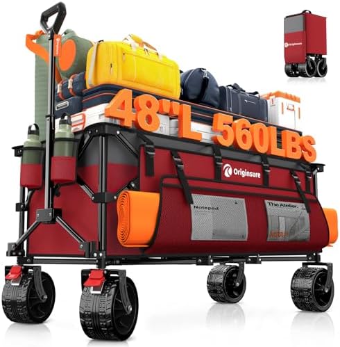 Originsure 300L Beach Wagons Carts Foldable with Big Wheels, 560lbs, Red by Unknown