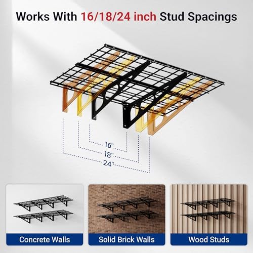 FLEXIMOUNTS 2-Pack 2x6ft Garage Shelving 24-inch-by-72-inch Heavy Duty Wall Mounted Shelves Garage Storage Rack Floating Shelves, 1400lbs Load Capacity, Black, Classic Series - Image 4