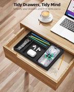 Valet Tray with Wireless Charger, Nightstand Organizer & Catchall Tray for Phone, Keys, Glasses and Accessories, Premium Linen, Stylish Desk & Bedside Storage Station, Black - Image 5