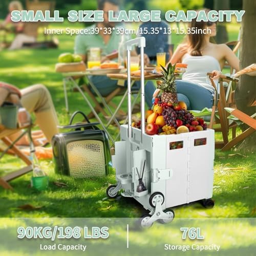 FELICON Folding Climber Utility Cart Rolling Crate Handcart Box-Green White - Image 6
