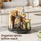 9" Lazy Susan Turntable Organizer for Table Top, Wood Lazy Susan Cabinet - Image 4