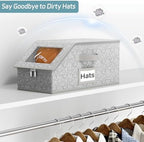 AOODA Stackable Hat Storage for Baseball Caps, Holds up to 12 Caps Hat Organizer for Closet, Sturdy Hat Boxes for Men with Cardboard, Grey - Image 5