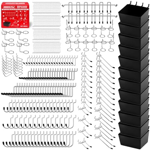 300-Piece Pegboard Hook Set, Pegboard Organizer Accessories for Hanging, Durable Metal Hooks for Tool Organization, Garage, Workshop, and Craft Storage by SEDY