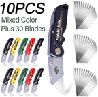 10-Pack Heavy Duty Folding Box Cutter Set, Utility Razor Knife - Image 2