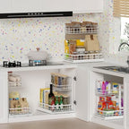 Under Sink Organizer, Adjustable Height Pull-Out Kitchen Storage Organization,15.8" x 11.8" x 16.5", 2-Tier Kitchen Shelf, Bathroom Drawer Organizer, 2 Pack|White - Image 6