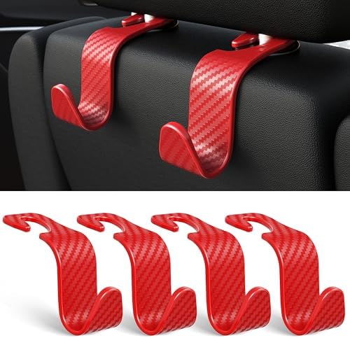 4-Pack Car Headrest Hooks Holds 55lbs Seat Storage Organizer for Bags by Amooca
