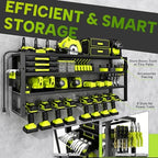Large Power Tool Organizer Wall Mount with Charging Station, 8 Outlet Power Strip, 4 Layers 8 Drill Holder Heavy Duty Metal Tool Storage Loads 420lbs with Screwdriver Holder, Utility Racks for Garage - Image 6