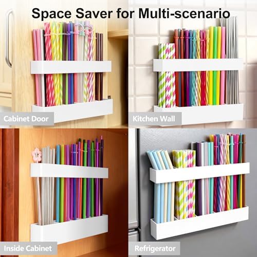 9.5” Large Acrylic Straw Holder for Cabinet Door, Adjustable Two-Part - Image 4