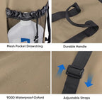 BALEINE 120L Laundry Bag Backpack, 900D Oxford Fabric Large Travel Laundry Bags with Shoulder Straps and 2 Mesh Pockets for College Dorm, Apartment, Laundromat (Khaki, 120L) - Image 4