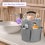 17L Cleaning Caddy for Cleaning Supplies, 2Pieces Portable Garden Tool Bag with 6 Pockets, Foldable Tool Bucket Organizer, Storage Basket for Bathroom, Garden, Dark Gray + Navy Blue - Image 6