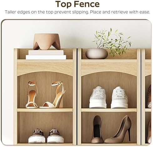 YATINEY 9-Tier Tall Shoe Rack, Wooden Shoe Storage Organizer, Narrow Shoe Cabinet with Removable Shelves for Small Spaces, Holds 9 Pairs of Shoes, for Entrance, Hallway, Natural SS02NL - Image 4
