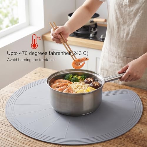 2 Pcs Lazy Susan Shelf Liner, 26 Inch Silicone Lazy Susan Liner for Kitchen Cabinet Non-Slip Heat-Resistant Liners for Dual Tier Pie Cut Organizer (0.1-inch Thick) - Image 3