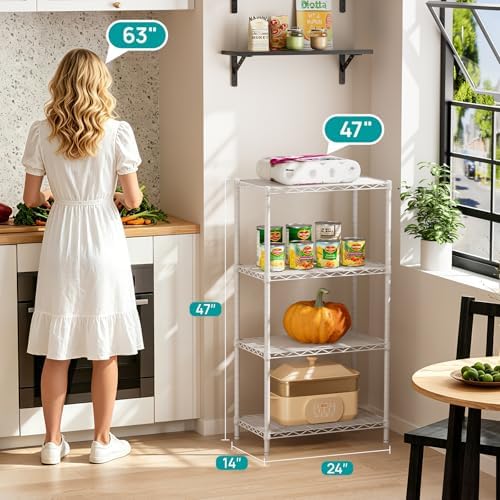 SINGAYE 4 Metal Shelves Wire Shelving Storage Shelf Adjustable Unit Pantry - Image 3
