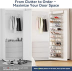 Whitmor 36 Pair Over the Door Shoe Rack,12 Tier Hanging Shoe Organizer with Metal Frame & Mesh Shelves, Heavy Duty Shoe Storage Holder for Door, No Drill Installation, 74" H x 21.7" W x 7.5" D, Mocha - Image 6