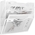 EasyPAG 3 Pocket Mesh Wall File Organizer, Hanging Paper Folder Holder with Classify Label, Vertical Wall Mount Mail Organizer for Office Home Classroom, White by EasyPAG