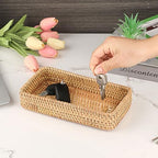 Hipiwe Key Basket for Entryway Table Small Natural Rattan Serving Tray - Image 2