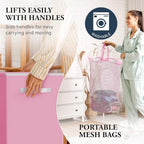 Simple Houseware Double Laundry Hamper with Lid & Removable Bags, Pink - Image 4