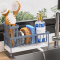 Cisily Sponge Holder for Kitchen Sink, Sink Caddy Organizer with High Brush Holder, Kitchen Countertop Organizers and Storage Essentials, Rustproof 304 Stainless Steel (Gray Blue, 9.25″) by CISILYHOMELIFE