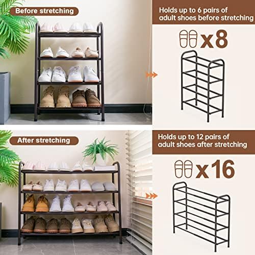 Gonfoam Expandable 4-Tier Shoe Rack for Closet and Entryway, Bronze - Image 6