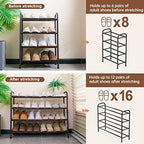 Gonfoam Expandable 4-Tier Shoe Rack for Closet and Entryway, Bronze - Image 6