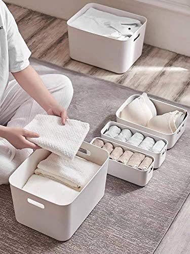 Set Of 2 Plastic Storage Bins,10.5×8×5.5" Versatile Kitchen Pantry Organization and Storage,for Plastic Storage Container Under Bed,Under Sink Bathroom Organizer (2 Pack Medium, White) - Image 2