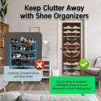 Kotkn Over The Door Shoe Organizer with 12 Large Breathable Pockets - Durable Hanging Storage for the Entire Family's Shoes (Espresso) - Image 6
