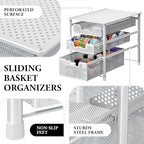 Simple Houseware 3 Tier White Alloy Steel Sliding Basket Organizer Drawer Cabinet - Image 4