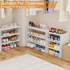 3-Tier Expandable White Shoe Rack Organizer for Closet, Stackable Shoe Racks Storage Shelf, Small Metal Wood Combination Shoe Shelves for Closets,Entryway,Front Door, Narrow Space,Hallway,8-16 Pairs - Image 7