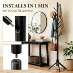 Wooden Coat Rack Freestanding with 8 Hooks & 3 Adjustable Sizes for Clothes, Space-Saving Design for Bedroom Office Entrance Holds Hats Coats Scarves Bags - Image 2