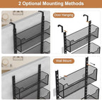 VyGrow Over The Door Organizer, Metal Door Organizer Hanging with 5 Adjustable Baskets and Coat Hook, Behind The Door Storage for Bedroom Closet Bathroom Pantry Cabinet Kitchen, Black - Image 4
