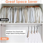 College Dorm Room Essentials, Closet Organizers and Storage, Magic Hangers Space Saving with 360° Swivl Hooks for 120 Clothes, Plastic Clothes Hanger, Organization Home Apartment Essentials, 24 Pack - Image 2
