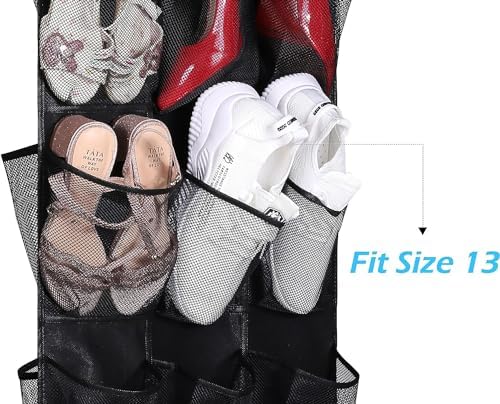 MISSLO 30 Large Pockets Dual Sided Hanging Shoe Rack for Closet Organizer with Rotating Hanger Hanging Shoe Shelves, Black - Image 3