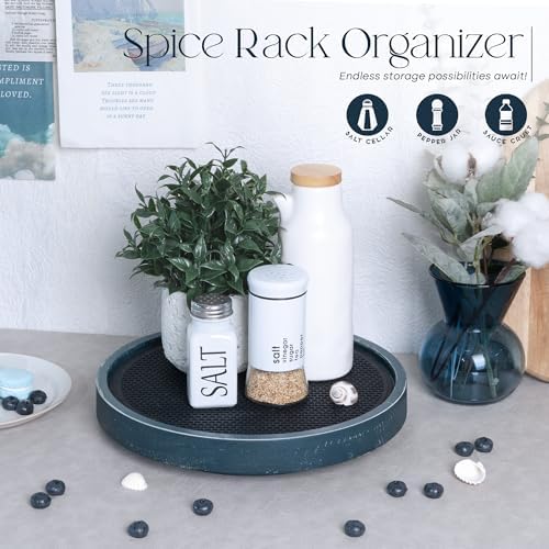 EOSAHR Non-Skid Lazy Susan Organizer, Rotating Tray for Table Top, Blue - Image 3