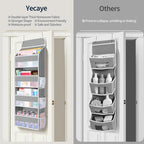 Yecaye Over The Door Organizer, Heavy Duty Hanging Organizers and Storage with 4 Large Capacity Pockets, Swing-Proof Behind The Door Storage for Bathroom Nursery Bedroom Dorm Closet, Grey,1Pc - Image 5