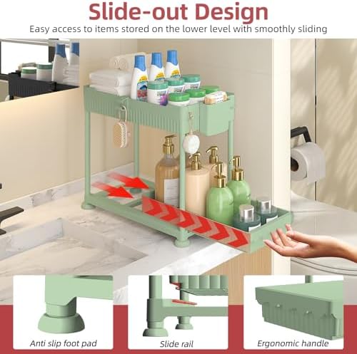 Sevenblue 4-Pack 2-Tier Under Sink Organizer with Pull Out Drawers - Image 2