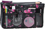 Vercord Purse Organizer Insert for Handbags Bag Organizers Inside Tote Pocketbook Women Nurse Nylon 13 Pockets Black Red Flower Medium - Image 2