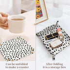 PU Leather Jewelry Valet Tray, Portable Catchall Tray for Keys, Wallet, Watch, Travel Organizer for Nightstand Desk Entryway Home Decor Gift for Women Men Cute Polka Dot - Image 3