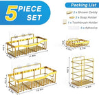 Shower Caddy 5 Pack,Adhesive Shower Organizer for Bathroom Storage&Home Decor&Kitchen,No Drilling,Large Capacity,Rustproof Stainless Steel Bathroom Organizer,Shower Shelves for Inside Shower-Larger - Image 7