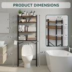 GloTika 4-Tier Over The Toilet Storage, Anti-Tilt, 69.3" H, Black Brown - Image 2