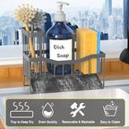 Fssvcd Maifan Sink Caddy Sponge Holder for Kitchen with Brush Holder and Stainless Steel Self Drain Tray, Rustproof Kitchen Sink Organizer for Sponge, Soap Dispenser Storage Accessories Dark Gray - Image 3