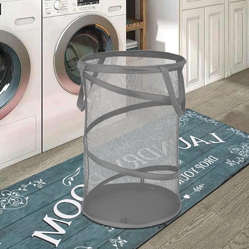 BATTOO Collapsible Laundry Baskets, Foldable Mesh Pop Up Hamper, Portable Laundry Basket Hamper with Handles for Laundry, Bathroom, Kids Room, College Dorm, Travel, Storage Organizer Grey - Image 4