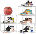 Clemate 5 Pack Clear Stackable Shoe Organizer Box with Lids, Acrylic Shoes Box with Magnetic Doors, Transparent Shoe Bins Closet Organizer, Fit up to US Size16, Containers for household or kitchen use by Clemate