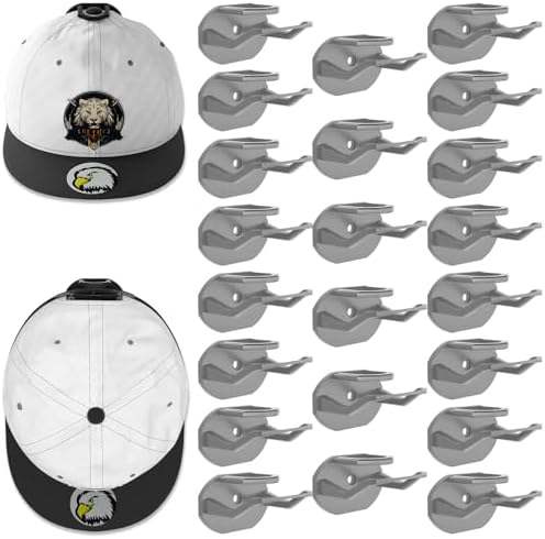 Niunuerga 22 Pack Adhesive Hat Hooks for Wall, Super Strong Hat Rack for Baseball Caps, Minimalist Hat Organizer Display for Home Decor, Hat Hangers Holder for Wall, Door, Closet, No Drilling (Gray) by Niunuerga
