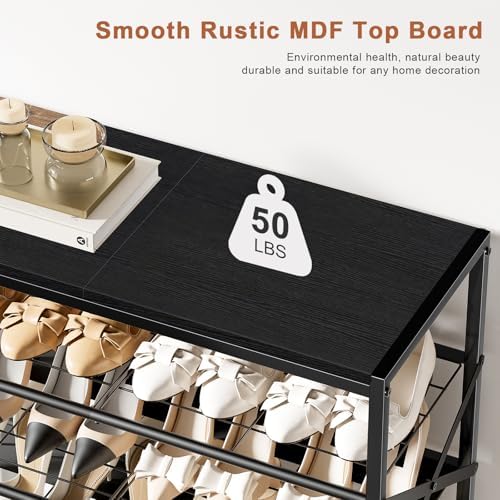 8 Tier Metal Shoe Rack with Wood Top, 24-32 Pairs - Image 7
