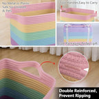 OIAHOMY Cotton Rope Storage Baskets for Organizing Rainbow Pastel 3-Pack - Image 4