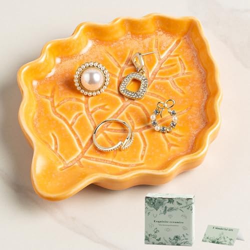 Ceramic Leaf Ring Dish, Jewelry Trinket Tray with Gift Box by Unknown