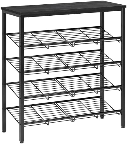 Nunsino Shoe Rack for Closet,5 Tier Shoe Organizer for Entryway,Shoe Shelf with Storage Shelves and Spacious Top,Max Holds 20 of Shoes,Black by Nunsino