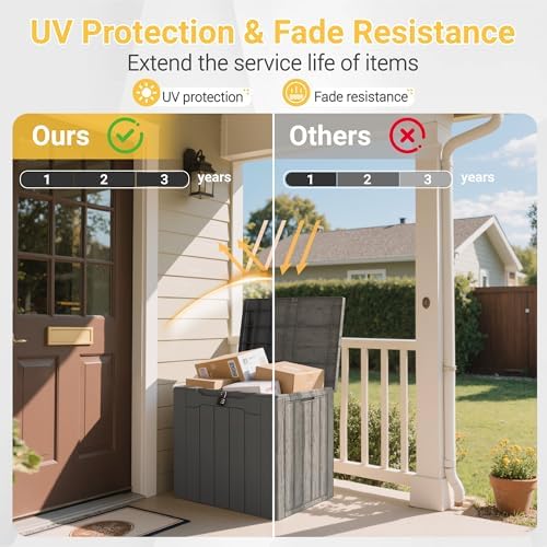 Greesum Outdoor Storage Box 31 Gallon Storage Box with Lid for Patio Furniture, Garden Tools, Pool Supplies, Waterproof and UV Resistant, Lockable, Dark Grey - Image 6