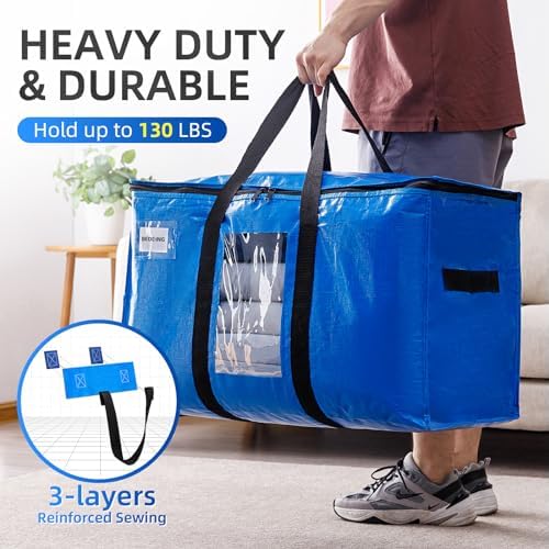 TAILI 2 Pack Blue Extra Large Moving Bags,Storage Bags with Visible Window - Image 6
