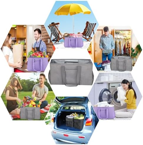 Extra Large Utility Tote Bag - Reusable Grocery Bags Foldable Heavy Duty - Image 6